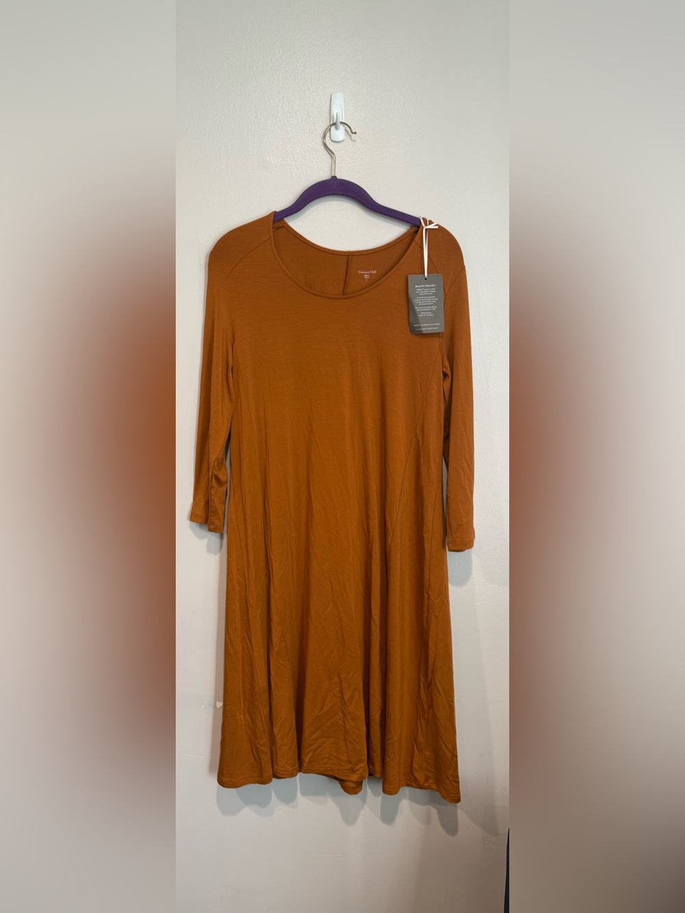 Garnet Hill Rust-Tone Long Sleeve Midi Dress